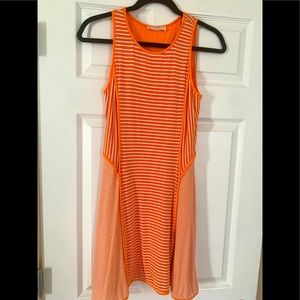 White and orange stripes mini dress